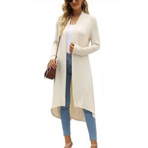🍒 2/$20 🍒 Soft Beige Long Duster with Rounded Bottom Sz XL